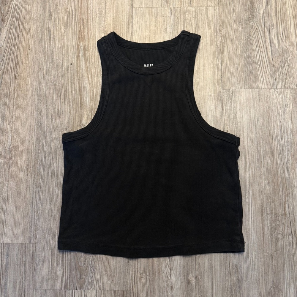 Maeve Anthropologie Womens Small Ribbed Crop Tank Top Black